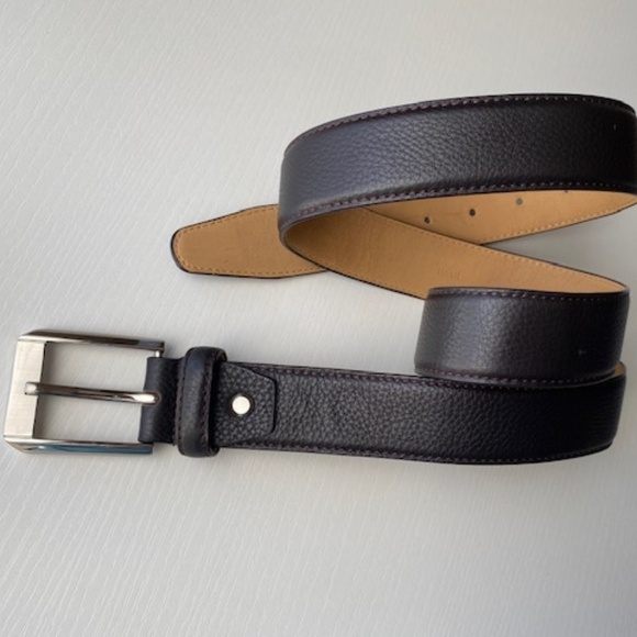 Louis Feraud Paris Genuine Pebble Leather Dark Brown Coffee Size 100/115 - Picture 2 of 12